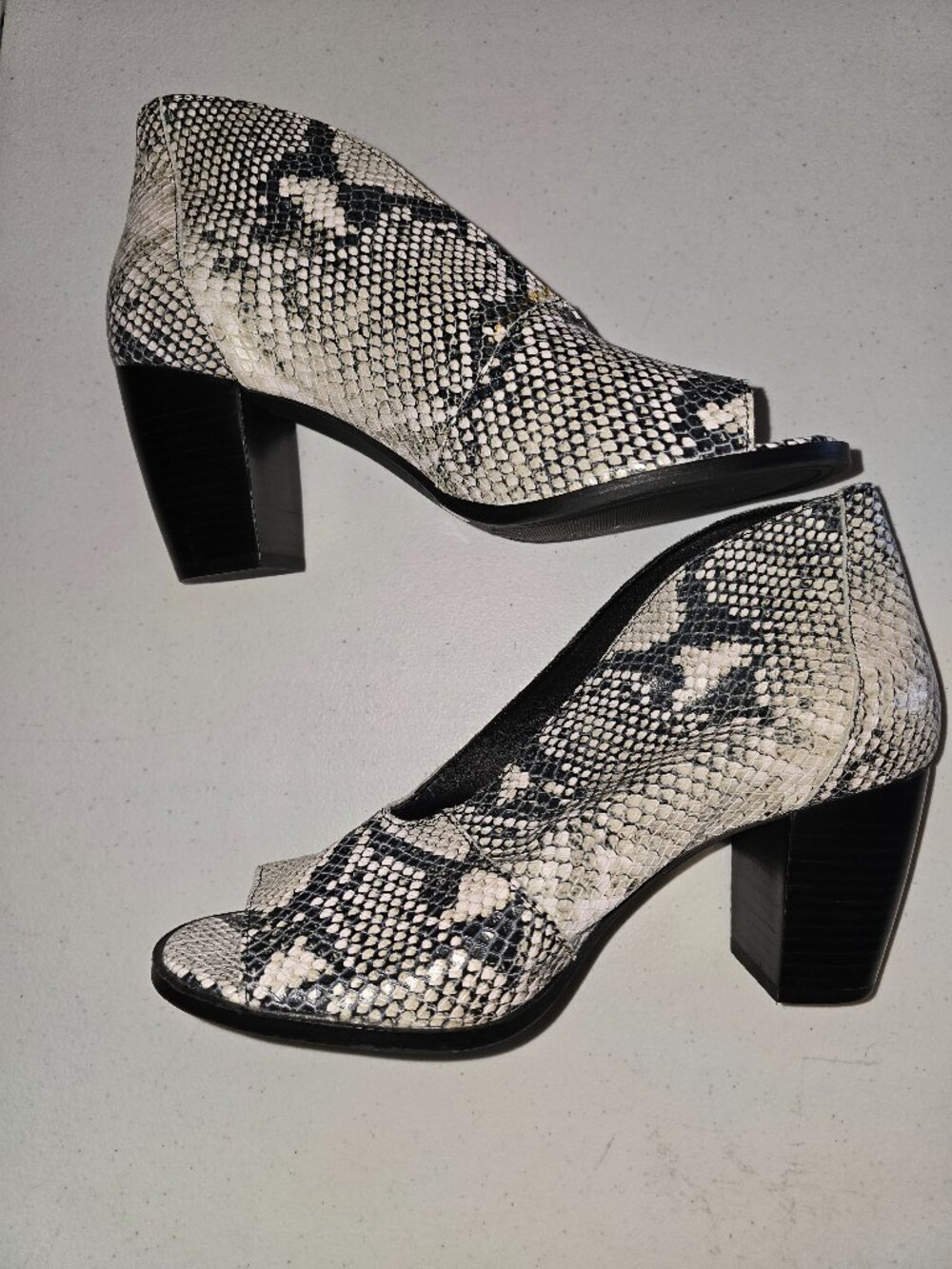 Lucky Brand Snake-Print Peep-Toe Booties